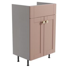 Ashford Matt Dusty pink Shaker Double Freestanding Bathroom Vanity Cabinet (W)495mm (H)820mm