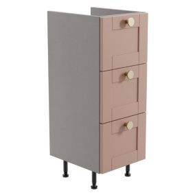 Ashford Matt Dusty pink Shaker Freestanding 3 drawer Base unit (W)295mm (H)820mm