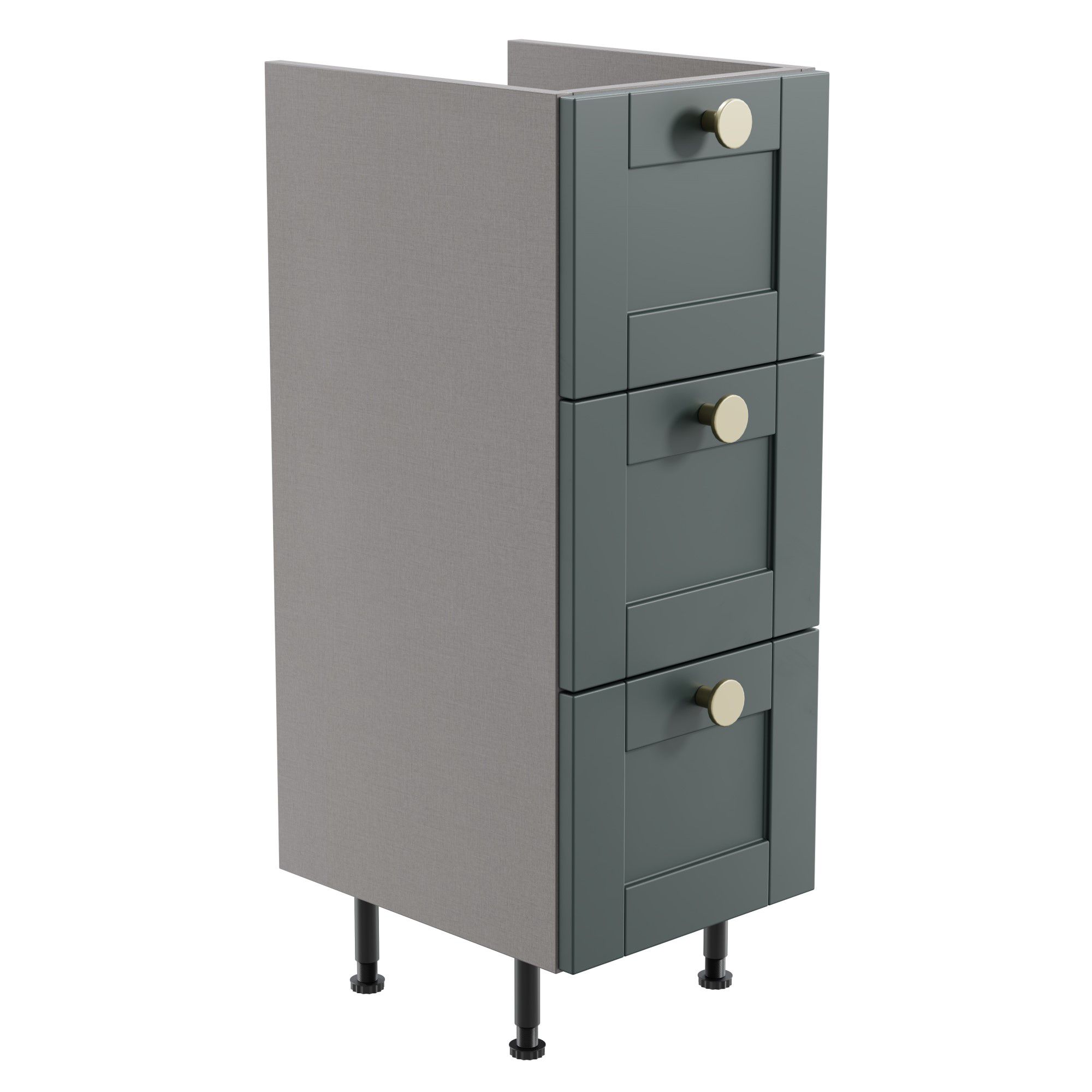 Ashford Matt Kombu green Shaker Freestanding 3 drawer Base unit (W)295mm (H)820mm