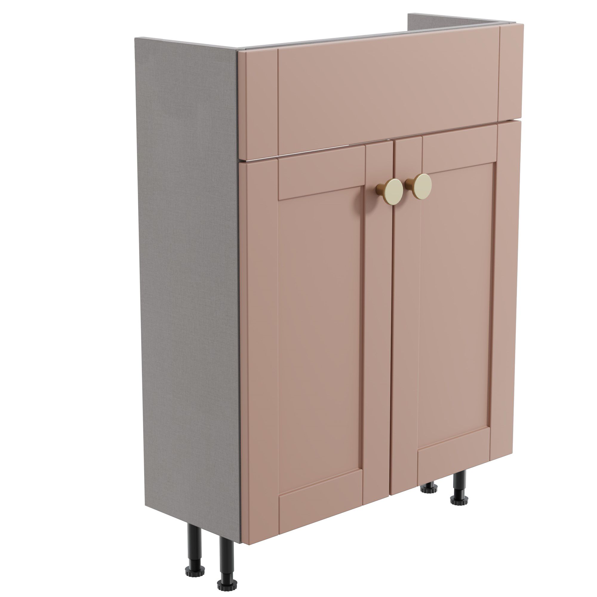 Ashford Slimline Matt Pink Double Freestanding Bathroom Vanity unit (H) 820mm (W) 600mm