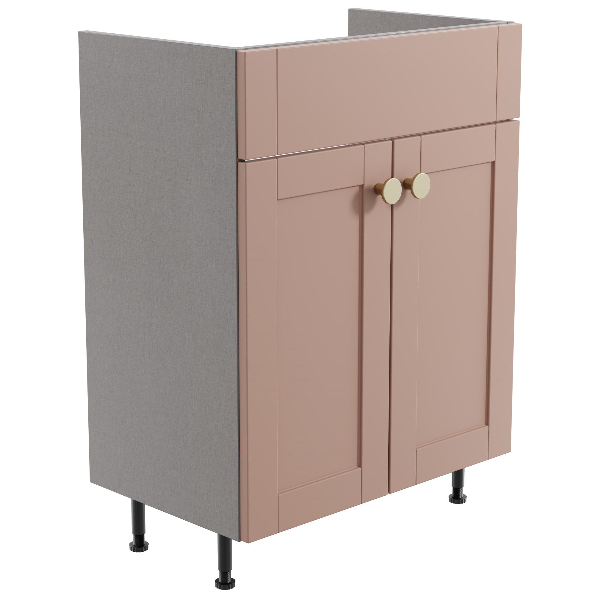 Ashford Standard Matt Dusty pink Double Freestanding Bathroom Vanity unit (H) 820mm (W) 600mm