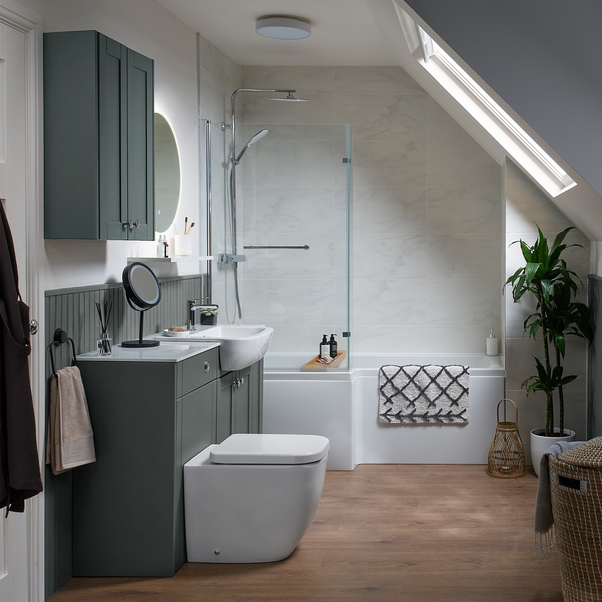 Ashford Standard Matt Kombu green Double Freestanding Bathroom Vanity unit (H) 820mm (W) 495mm