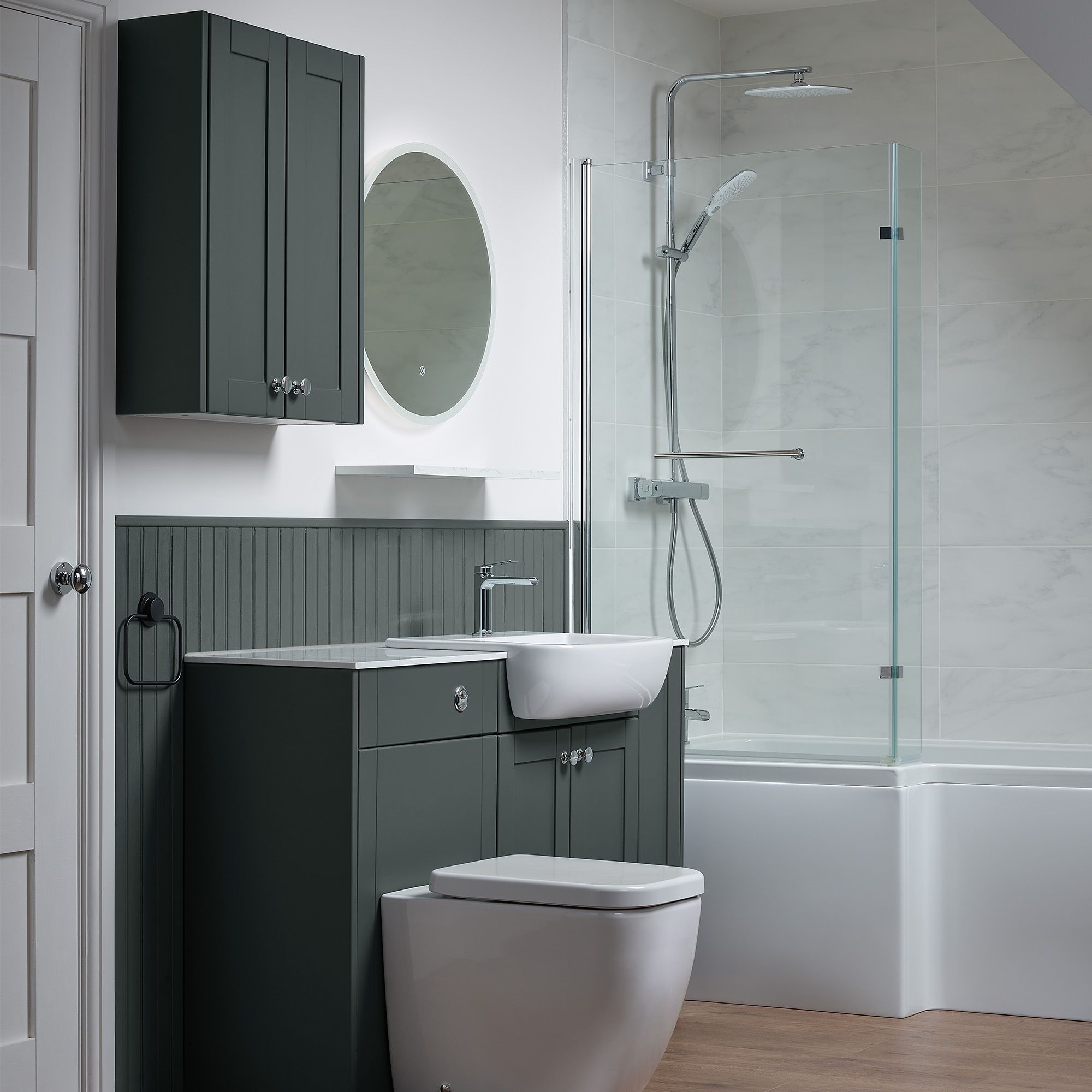 Ashford Standard Matt Kombu green Double Freestanding Bathroom Vanity unit (H) 820mm (W) 495mm