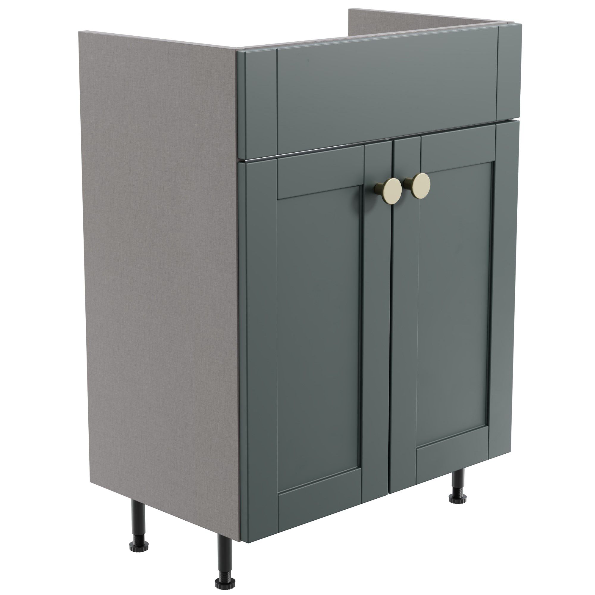 Ashford Standard Matt Kombu green Double Freestanding Bathroom Vanity unit (H) 820mm (W) 595mm