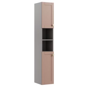 Ashford Tall Matt Dusty pink Shaker Double Wall-mounted Bathroom Cabinet (W)295mm (H)1800mm