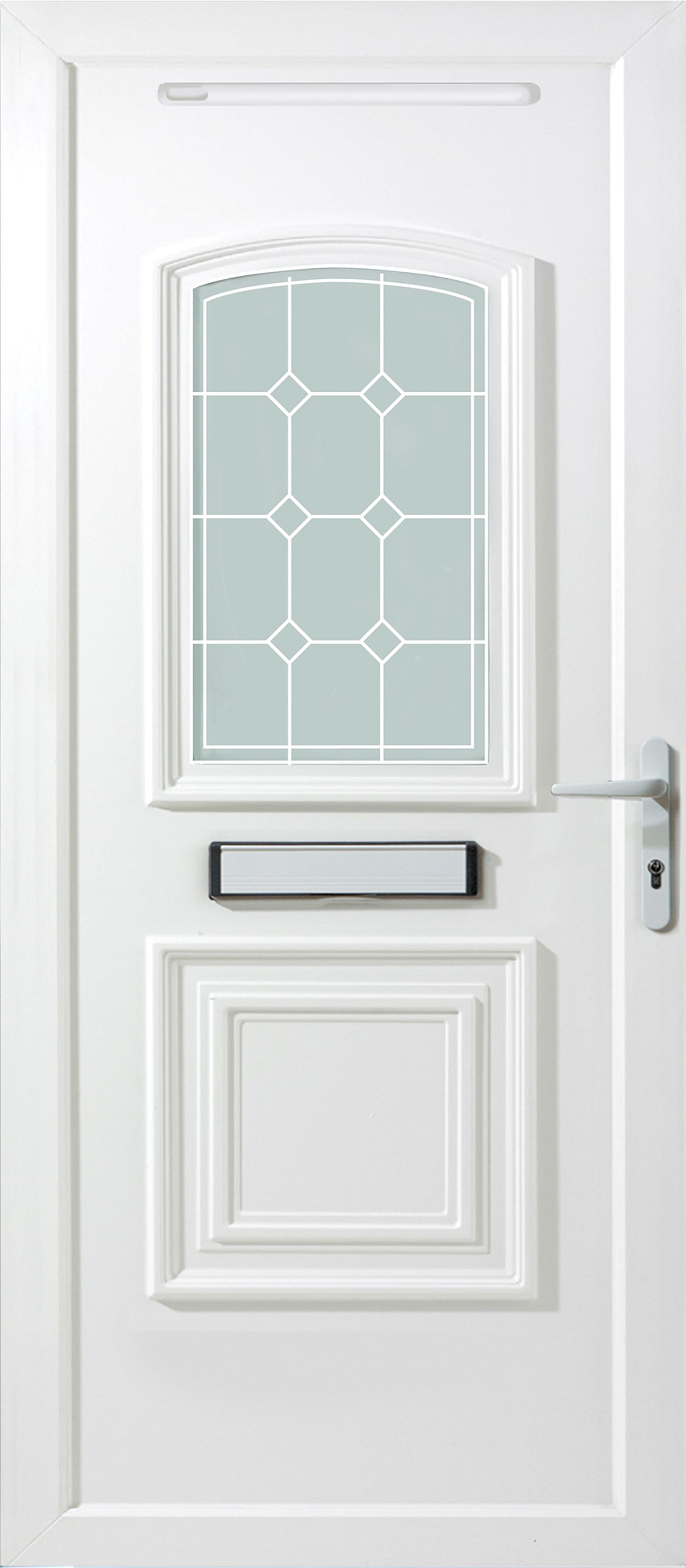 Ashgrove 2 Panel Diamond Bevel Frosted Glazed White LH External Front ...