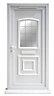 Ashgrove Obscure with leaded pattern Panelled White External Front door & frame, (H)2055mm (W)920mm