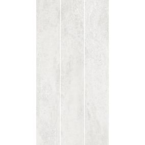 Ashlar Weathered white Matt Textured Stone effect Ceramic Wall Tile, Pack of 5, (L)600mm (W)300mm