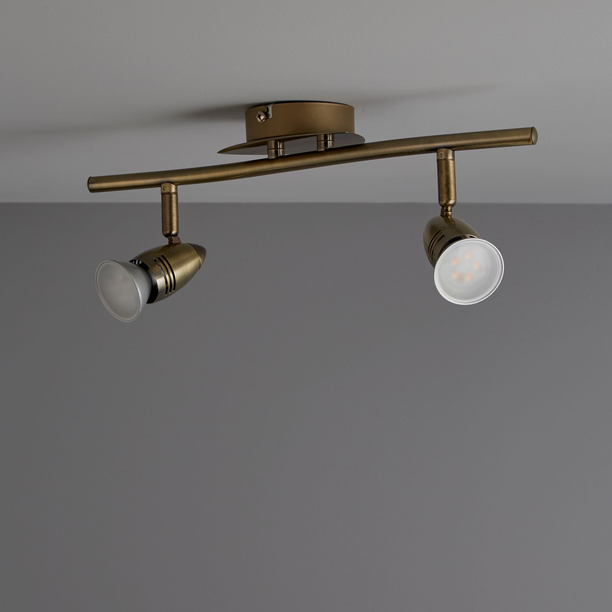 Aspis Antique brass effect 2 Light Spotlight