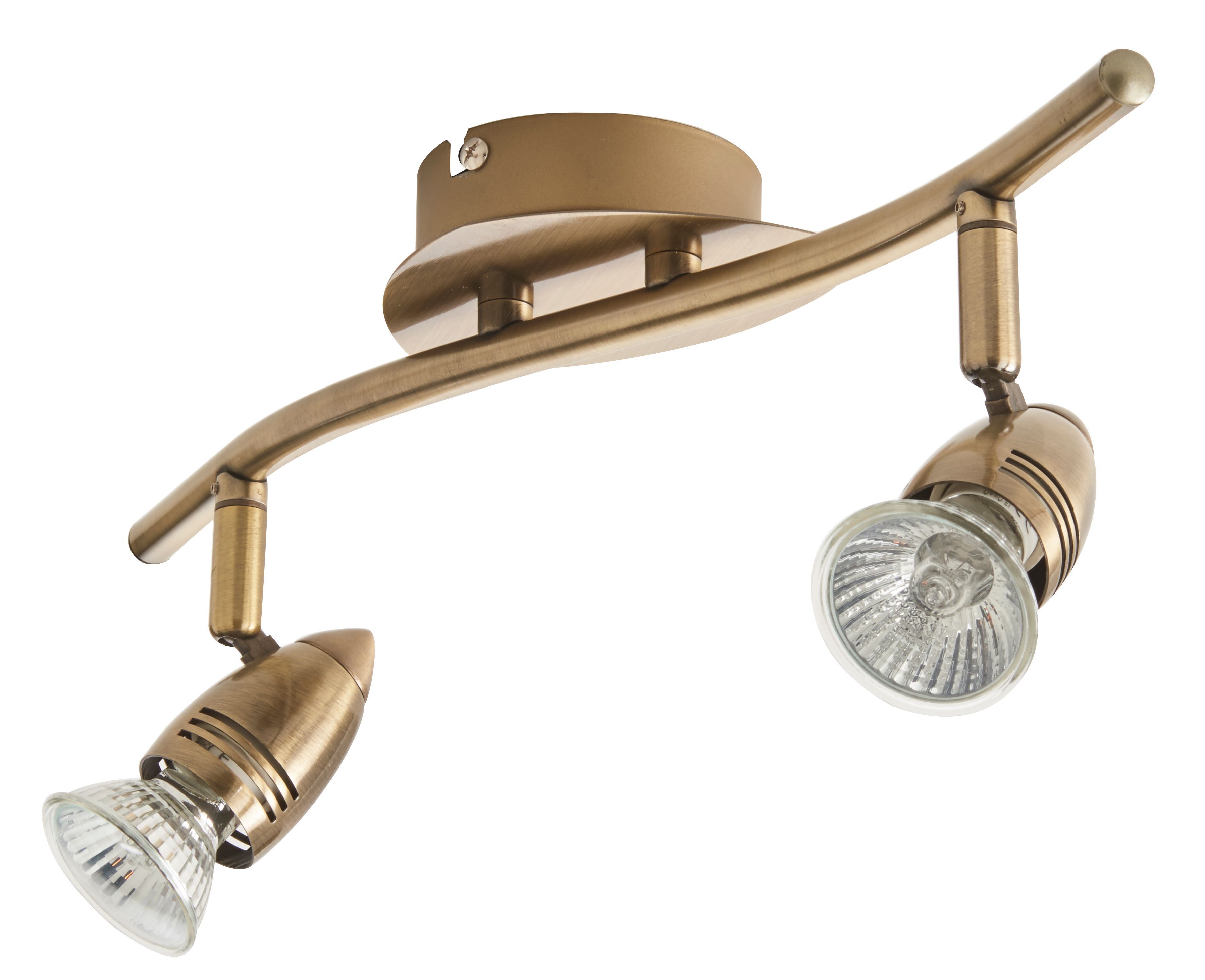 Aspis Antique brass effect 2 Light Spotlight