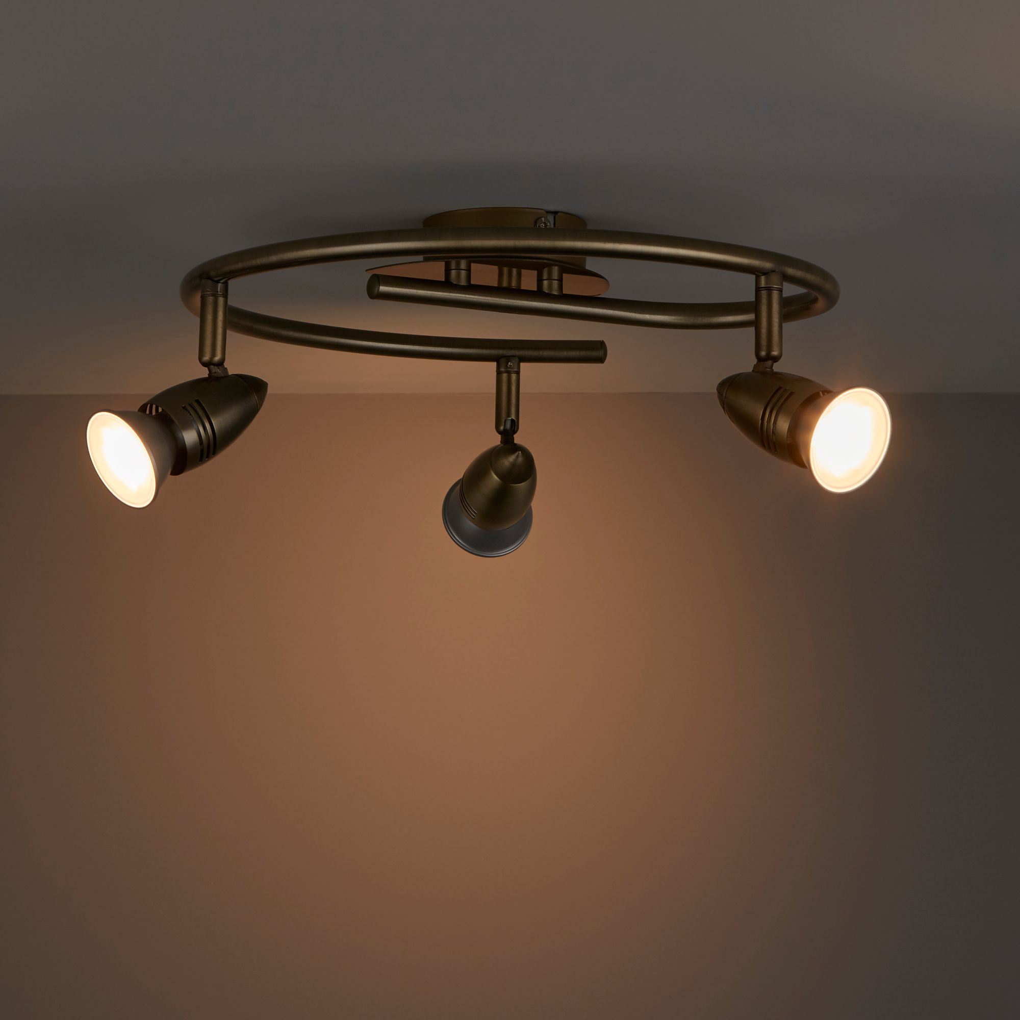Aspis Antique brass effect 3 Light Spotlight