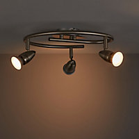 Aspis Satin Chrome effect Mains-powered 3 lamp Spotlight