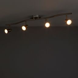 Aspis Satin Chrome effect Mains-powered 4 lamp Spotlight