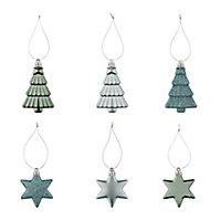 Assorted Blue surf Star & tree Bauble, Pack of 12