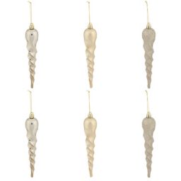 Assorted Champagne Icicle Bauble, Pack of 6