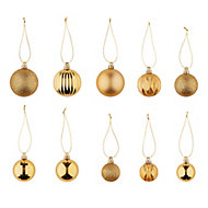 Assorted Gold Bauble, Pack of 20
