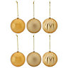 Assorted Gold effect Baubles, Pack of 6