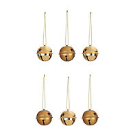 Assorted Gold effect Bell Decorations, Pack of 6