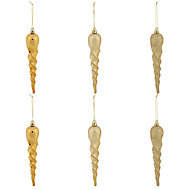 Assorted Gold Icicle Bauble, Pack of 6