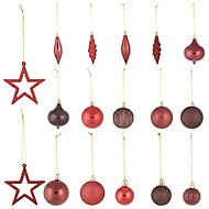 Assorted Red Bauble, Pack of 40