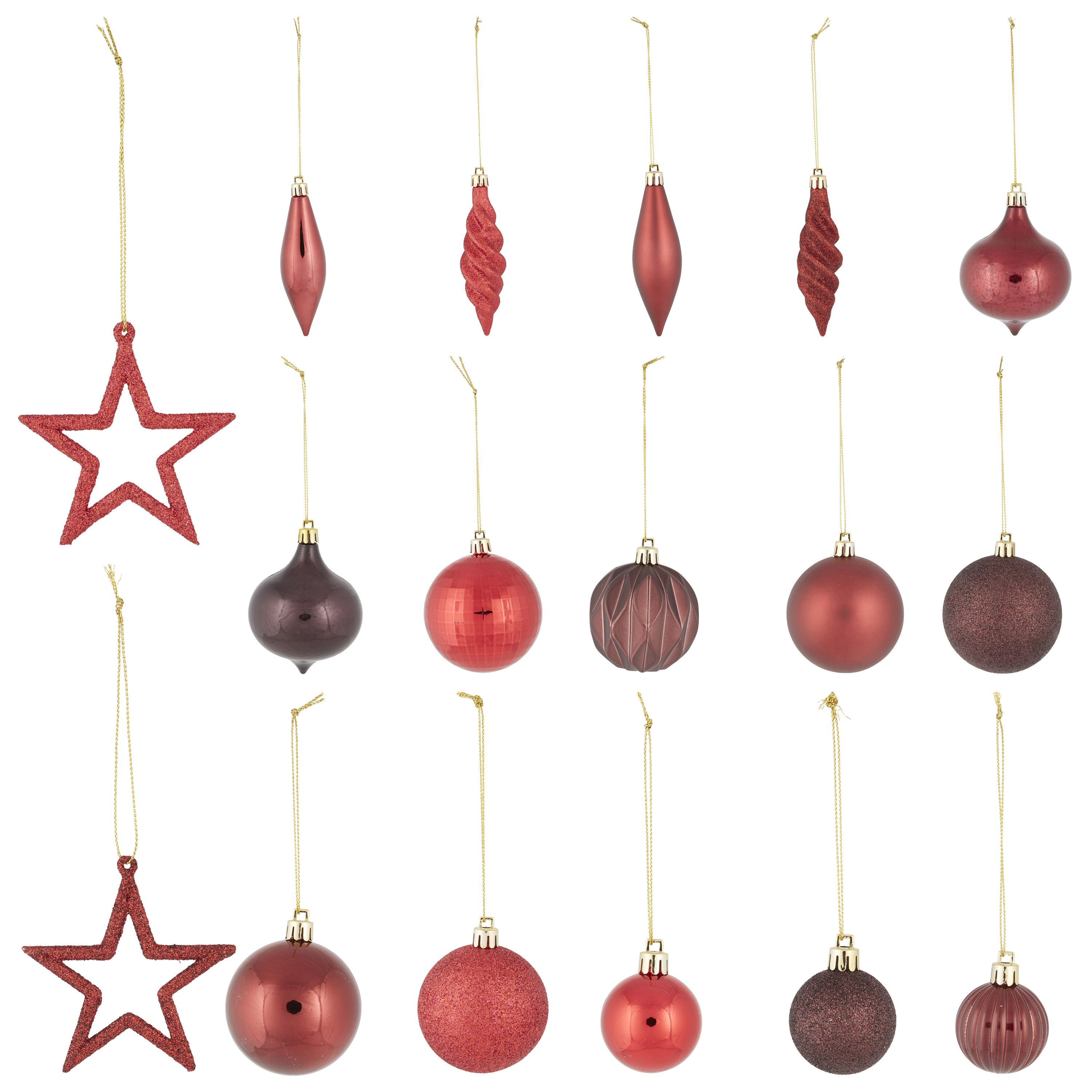 Assorted Red Bauble, Pack of 40 DIY at B&Q
