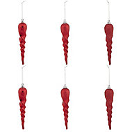 Assorted Red Icicle Bauble, Pack of 6