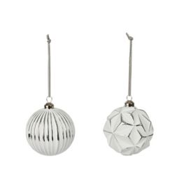 Assorted White Distressed effect Bubble Bauble, Set of 2