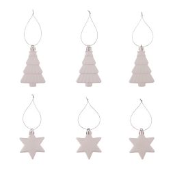 Assorted White Star & tree Bauble, Pack of 12