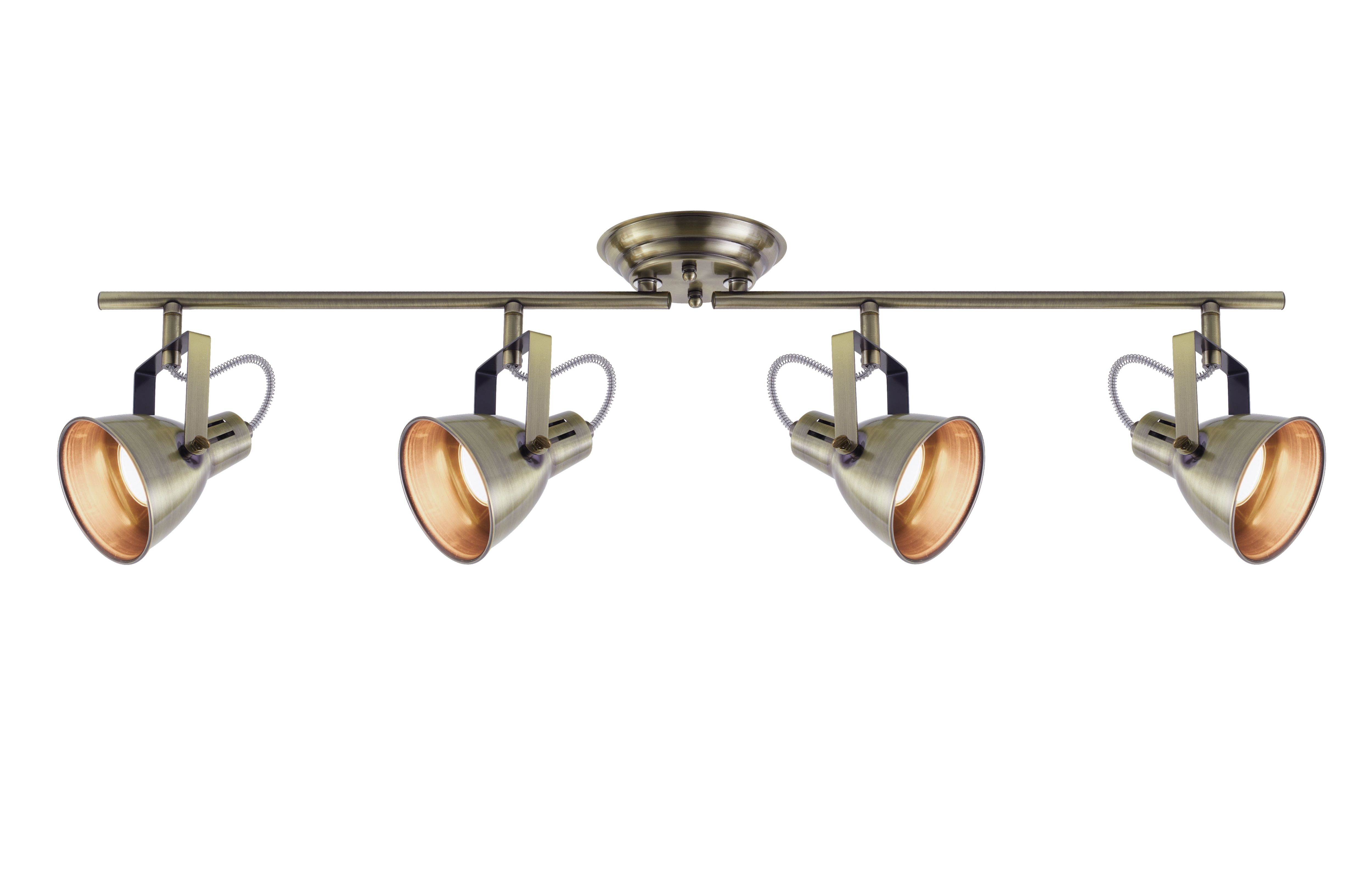 Asterion Tube Antique brass effect 4 Light Spotlight