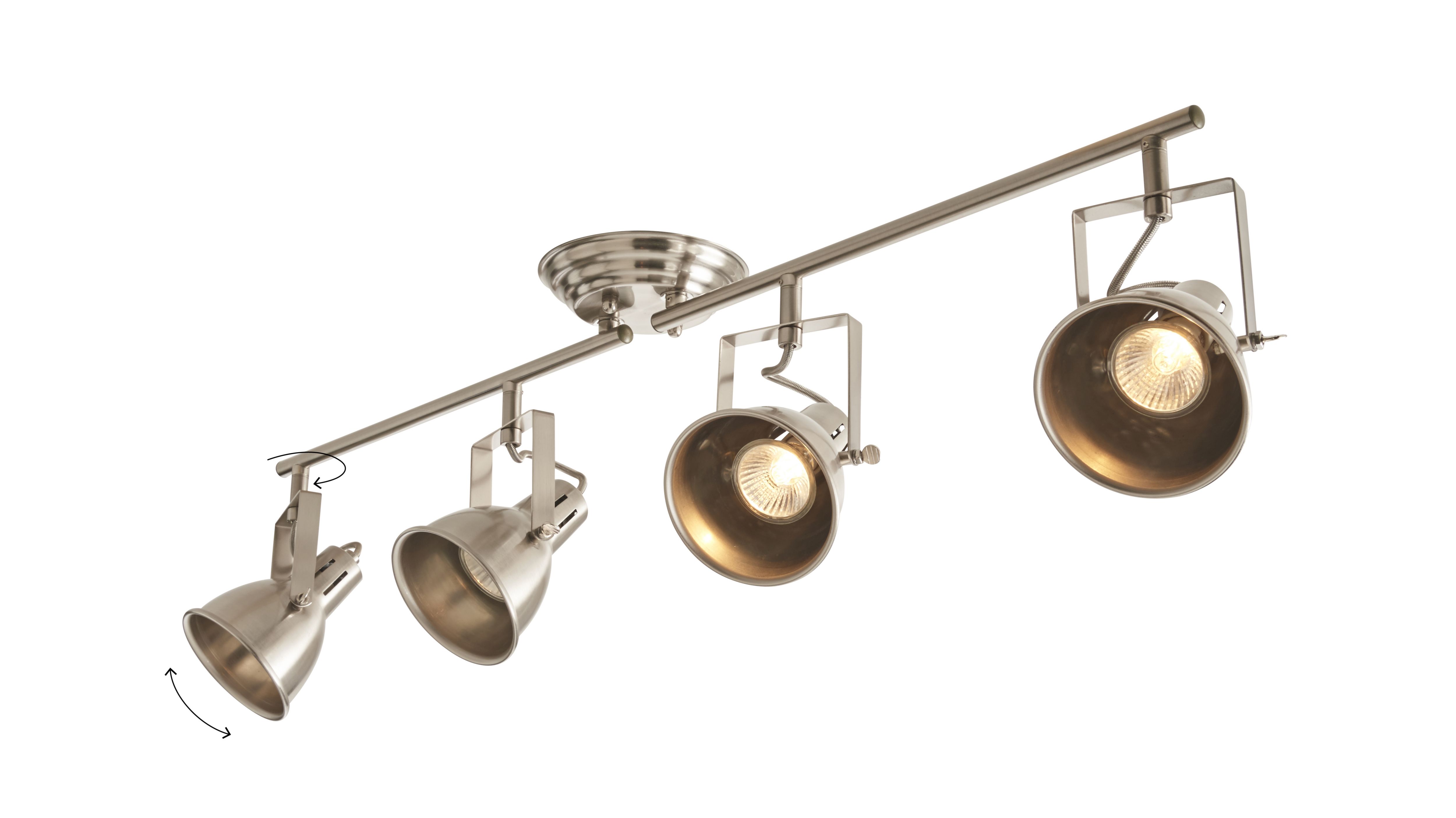 Asterion Tube Satin nickel effect 4 Light Spotlight