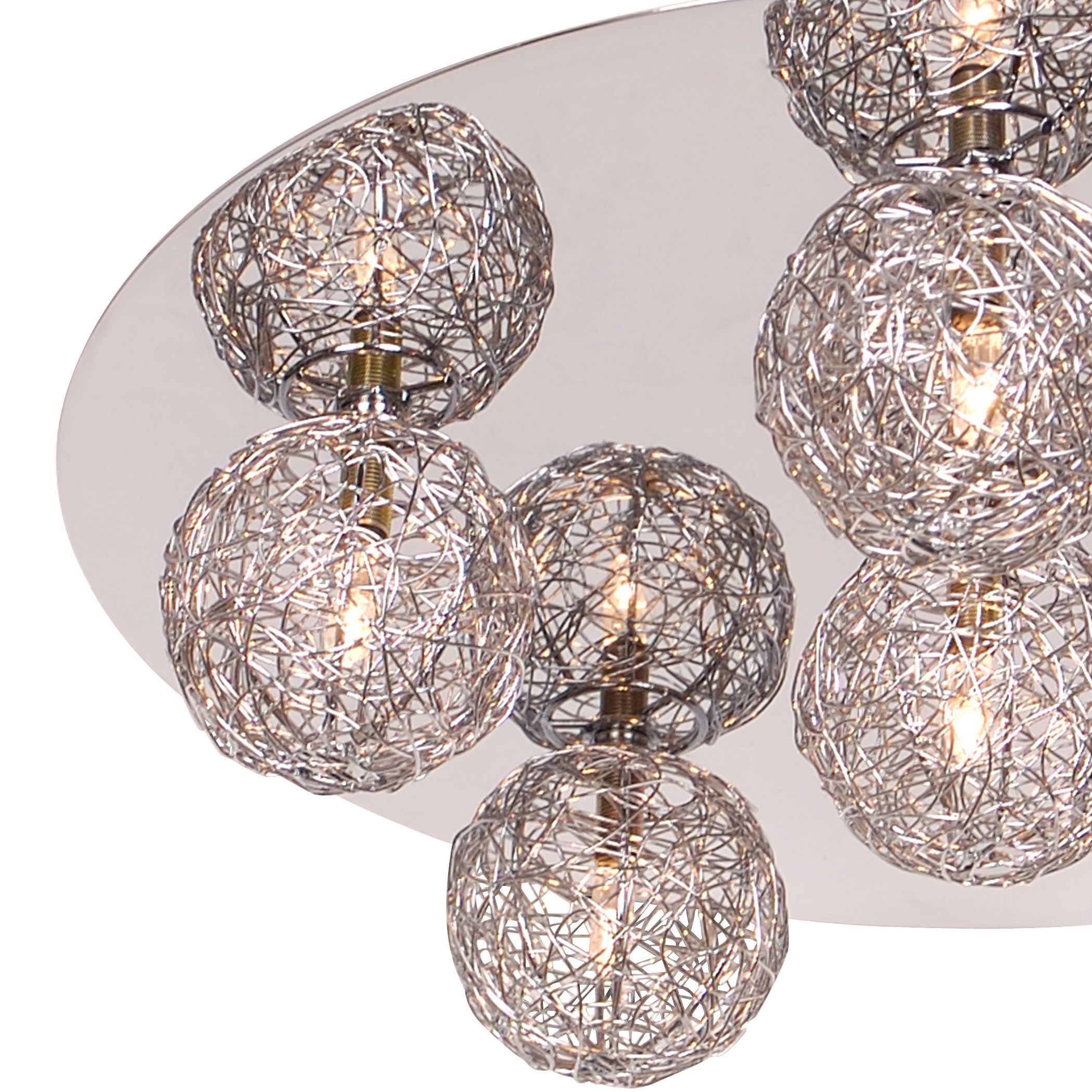 Astratto Scribble Globe Silver Chrome Effect 6 Lamp Pendant Ceiling ...