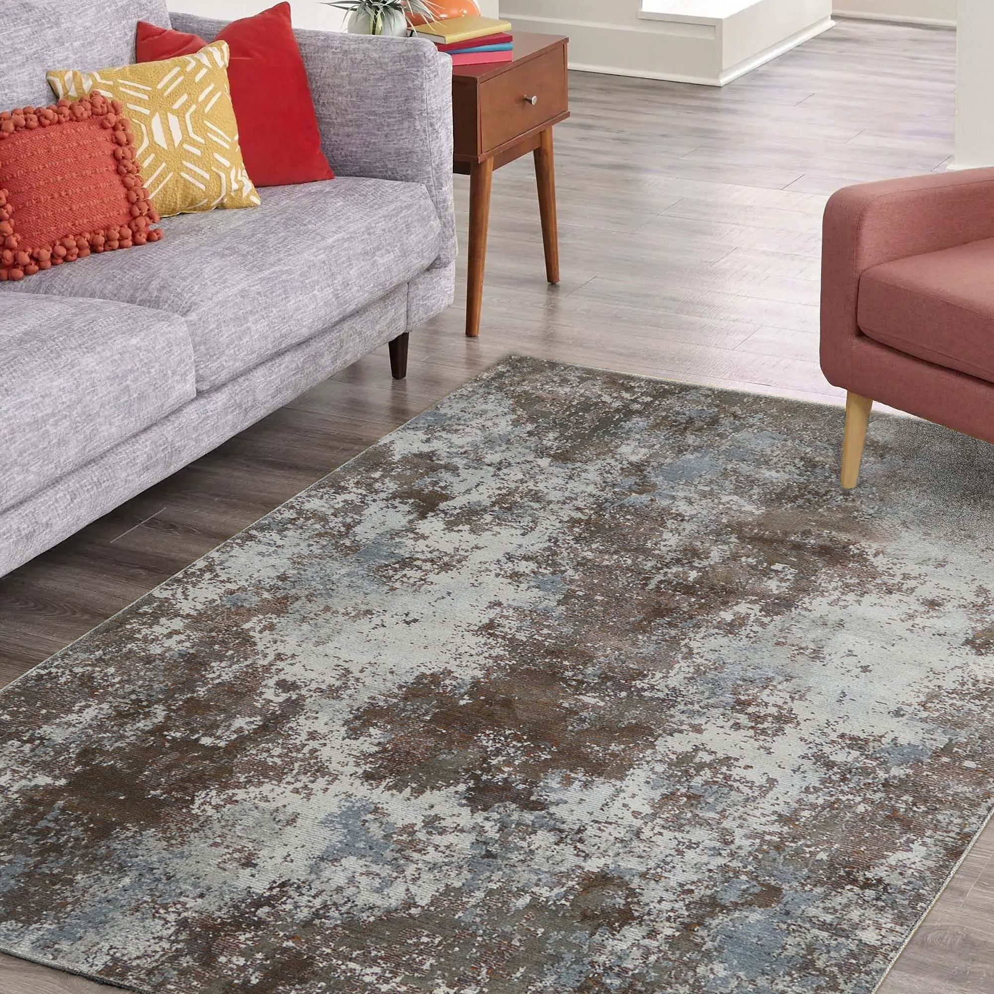 Astro Rust Abstract Medium Rug, (L)180cm x (W)120cm