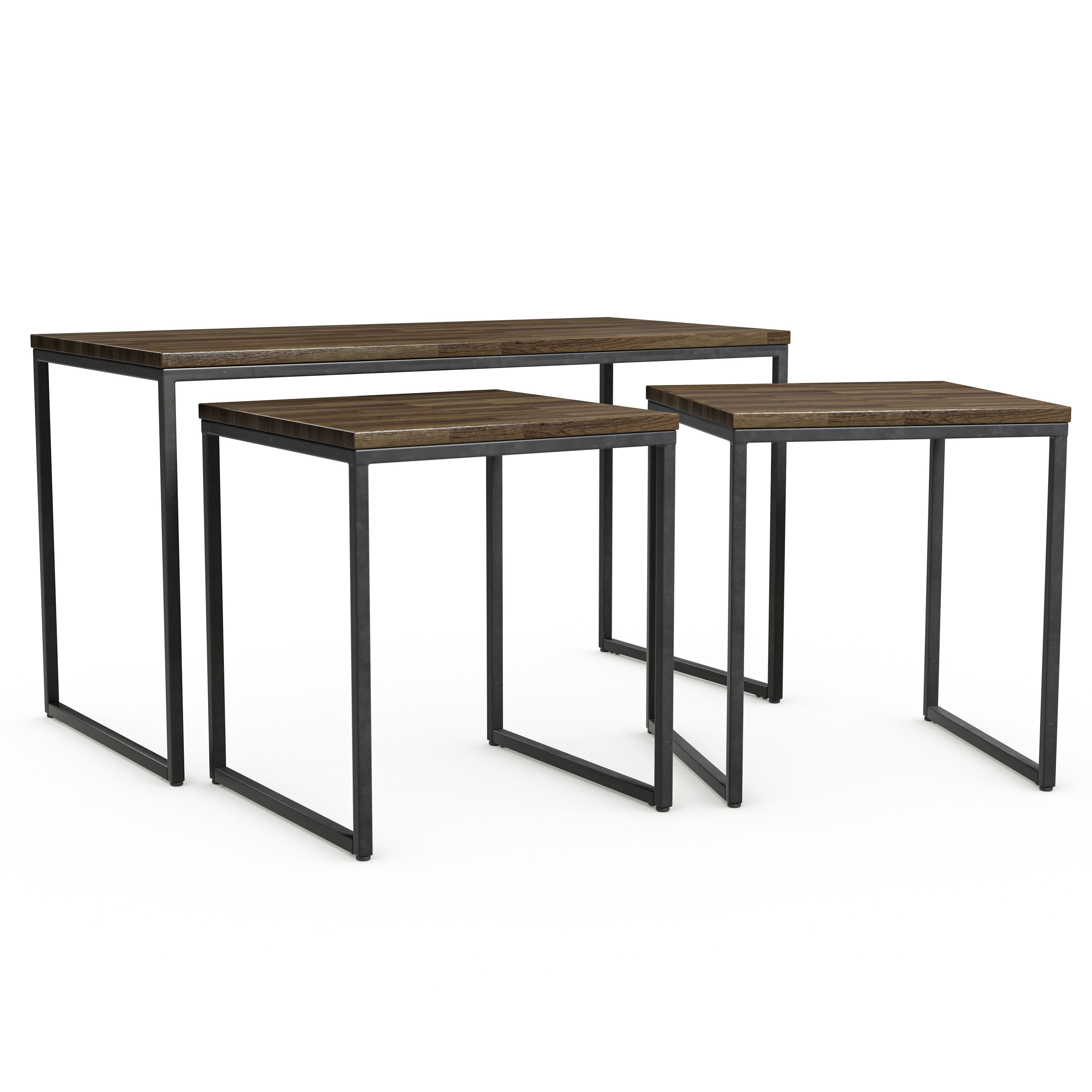 Atico Dark stained wood effect Coffee table & side table Set of 3 DIY at B&Q