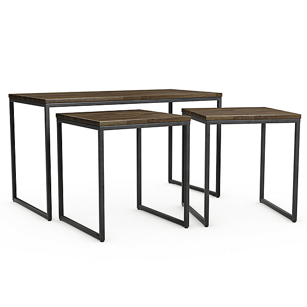 Atico Dark Stained Wood Effect Coffee, Dark Wood Coffee And Side Tables