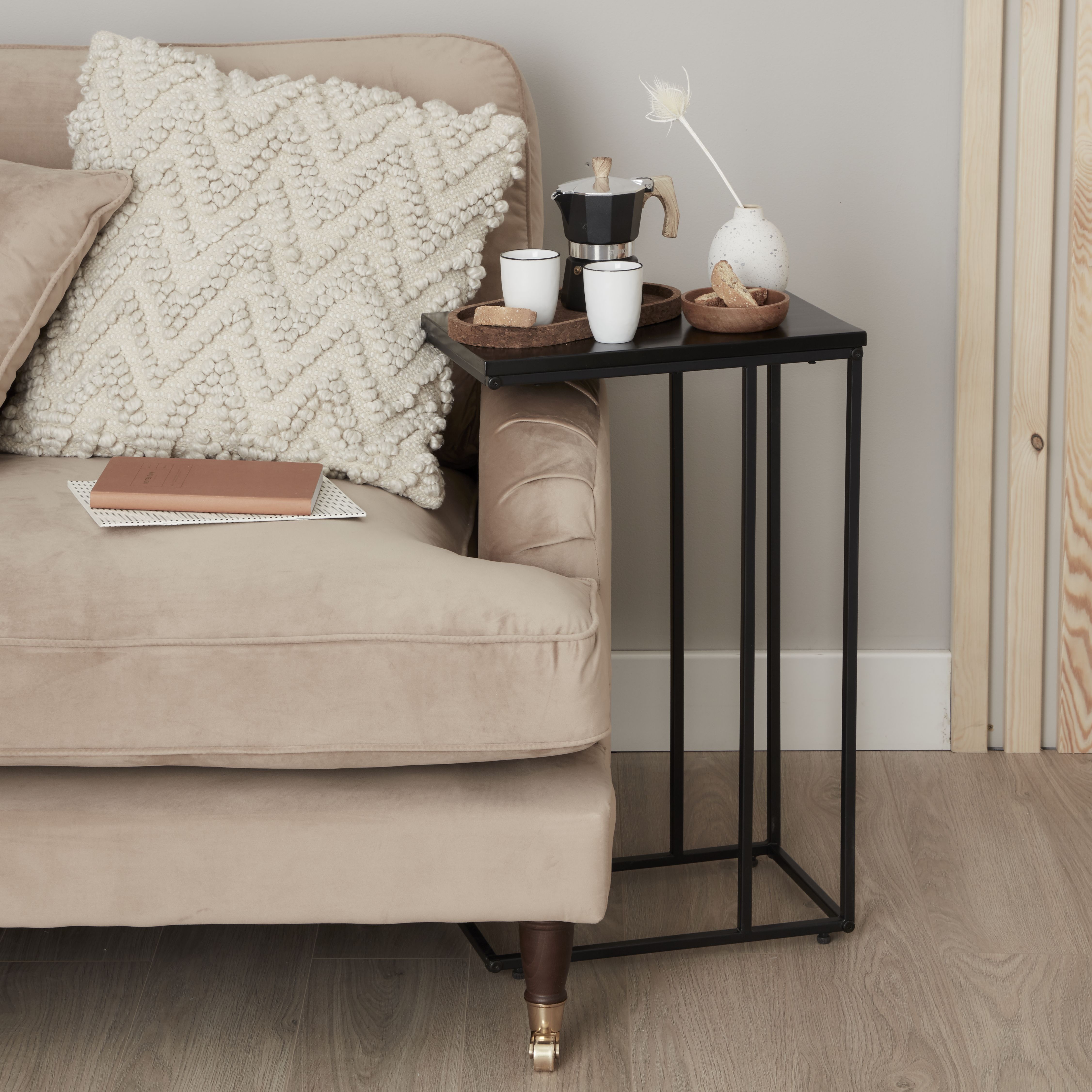 Atico Matt black Side table (H)64cm (W)40cm (D)25cm