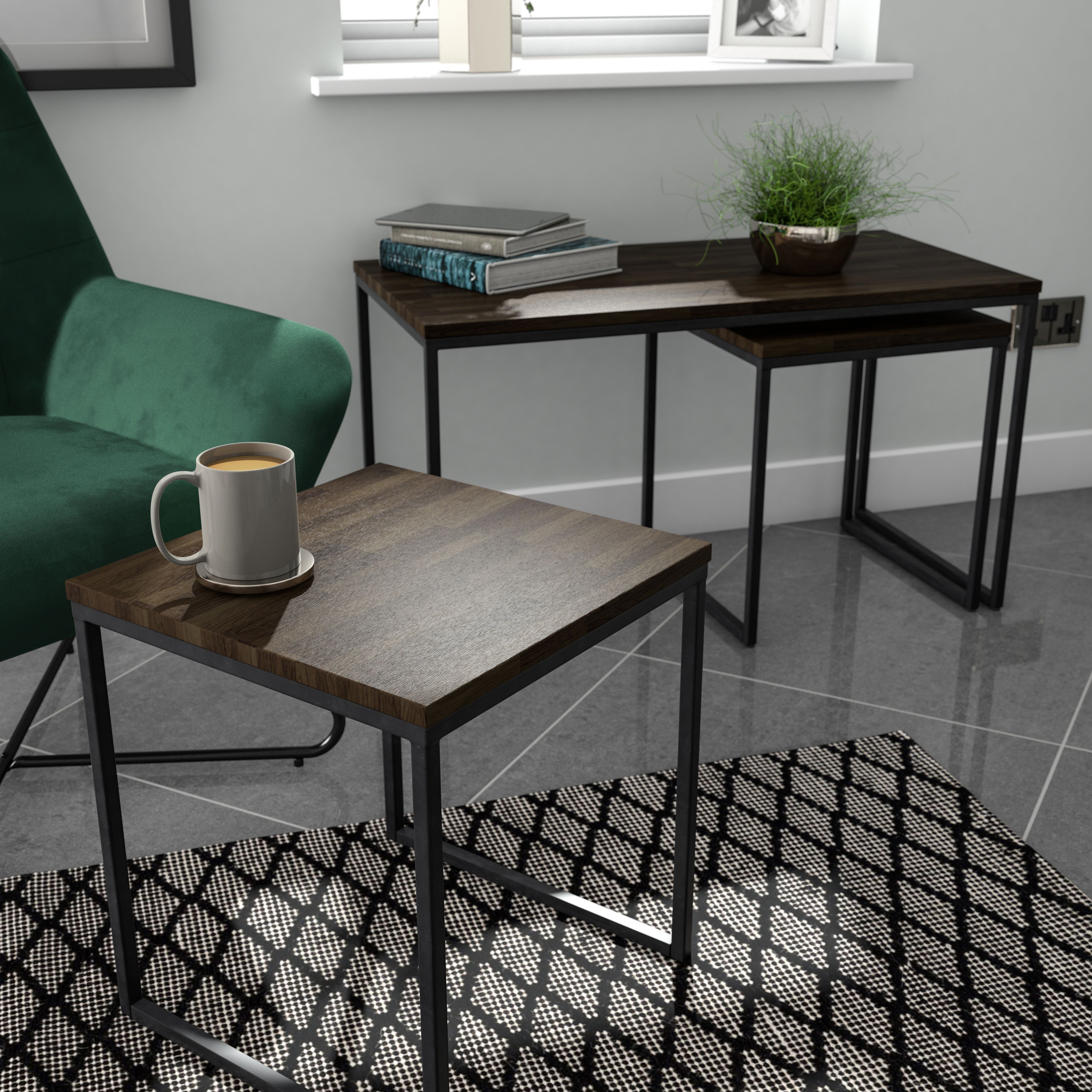 Atico Walnut effect Side table (H)40cm (W)40cm