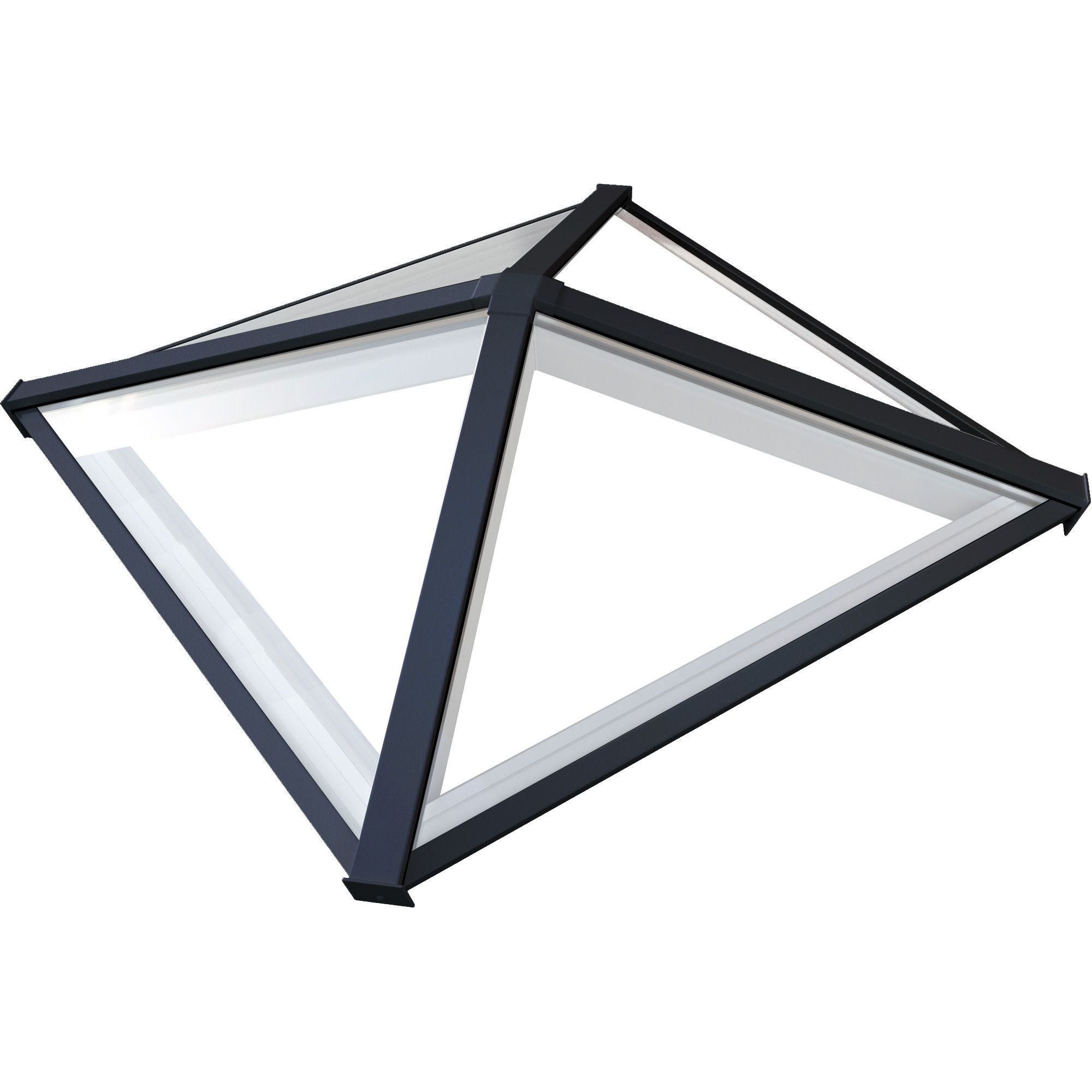 Atlas Black on White Square Roof lantern with Self Clean Solar Blue glass, (L)1.5m (W)1.5m (H)360mm