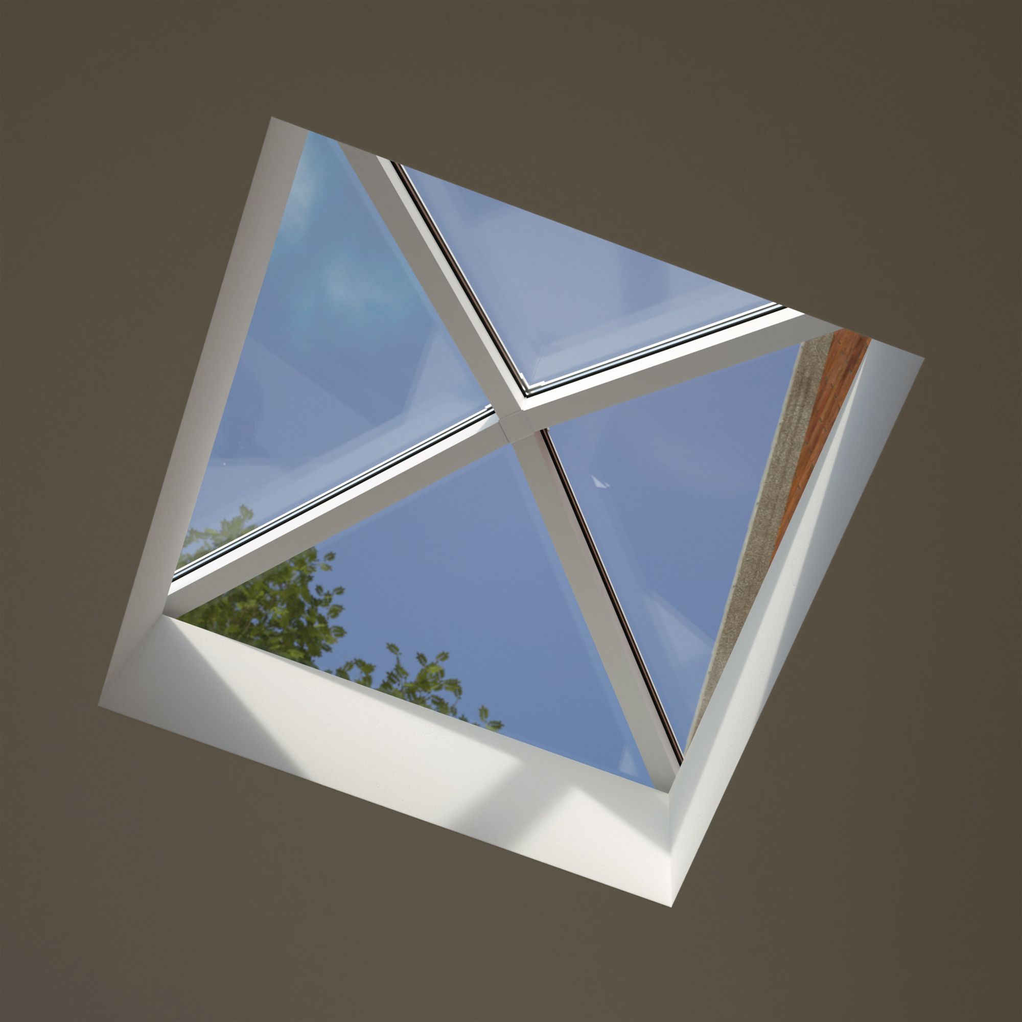 Atlas White Square Roof lantern with Self Clean Solar Clear glass, (L ...