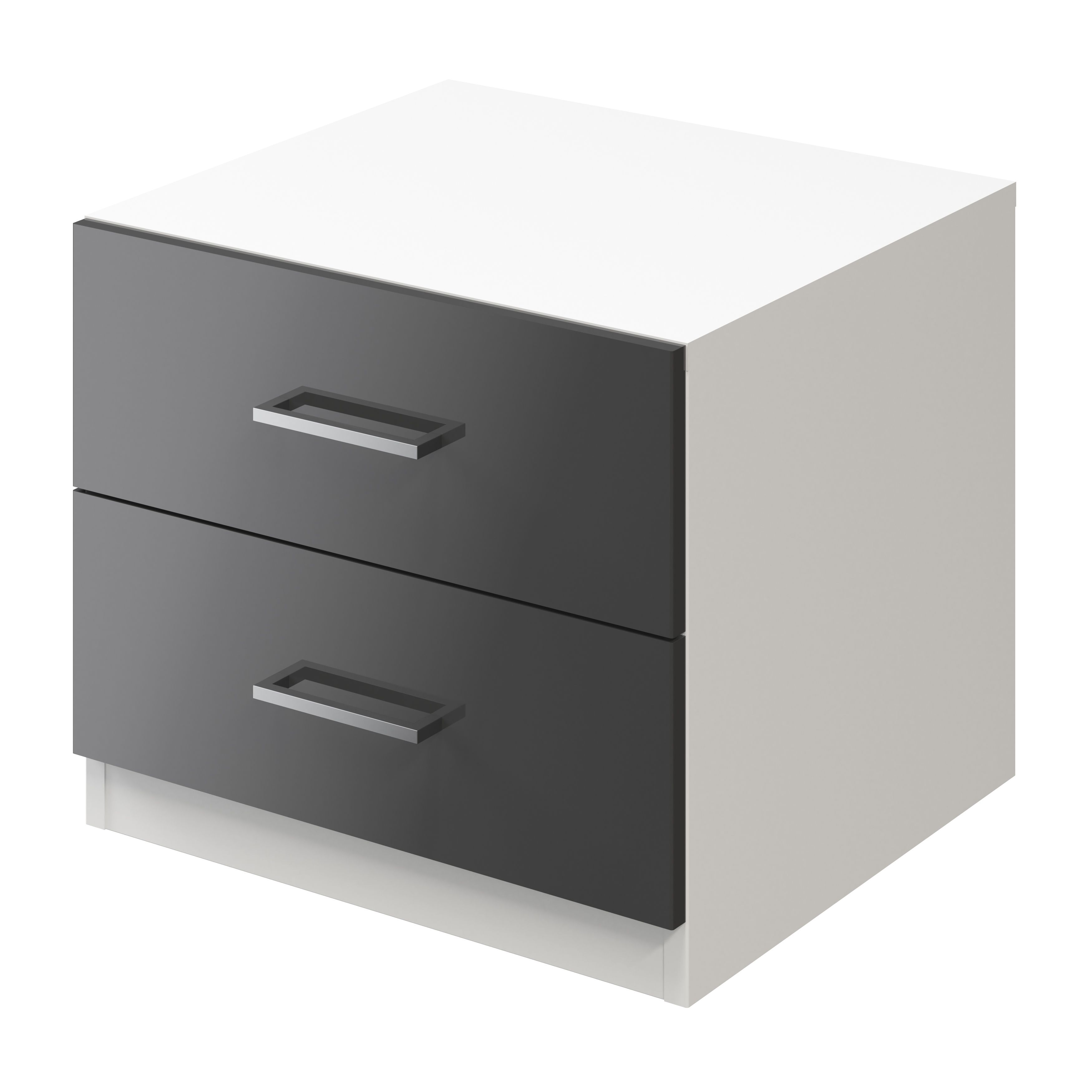 black two drawer bedside table