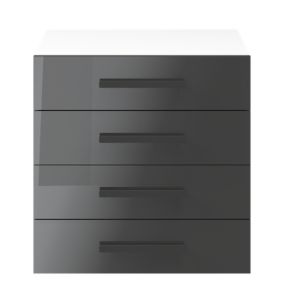 Atomia Freestanding Gloss anthracite & white 4 Drawer Single Chest of drawers (H)750mm (W)750mm (D)450mm
