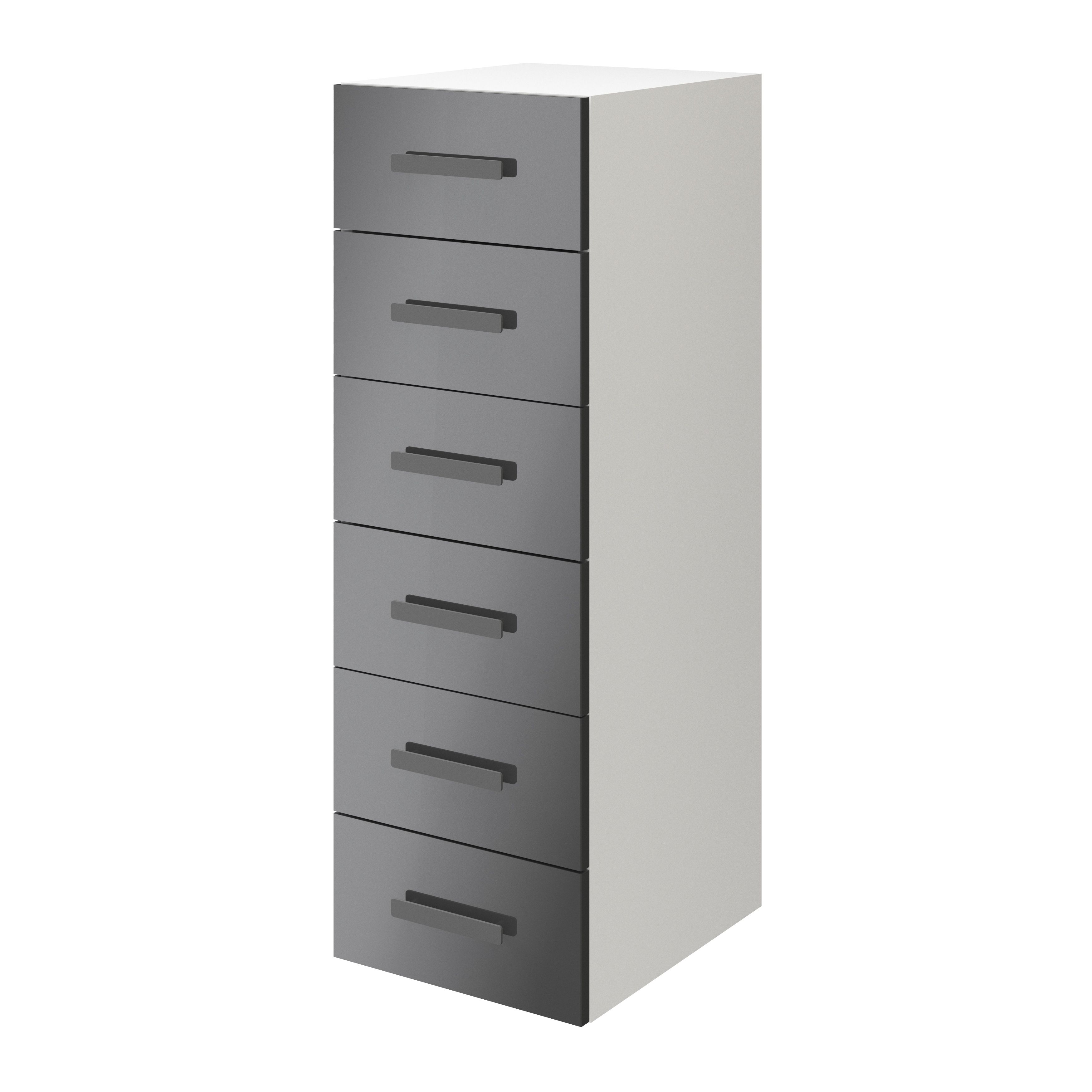 Atomia Freestanding Gloss anthracite & white 6 Drawer Chest of drawers (H)1125mm (W)375mm (D)450mm