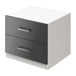 Atomia Freestanding Gloss anthracite & white ABS plastic, polyoxymethylene (POM) & polypropylene (PP) 2 Drawer Bedside table (H)429mm (W)500mm (D)466mm