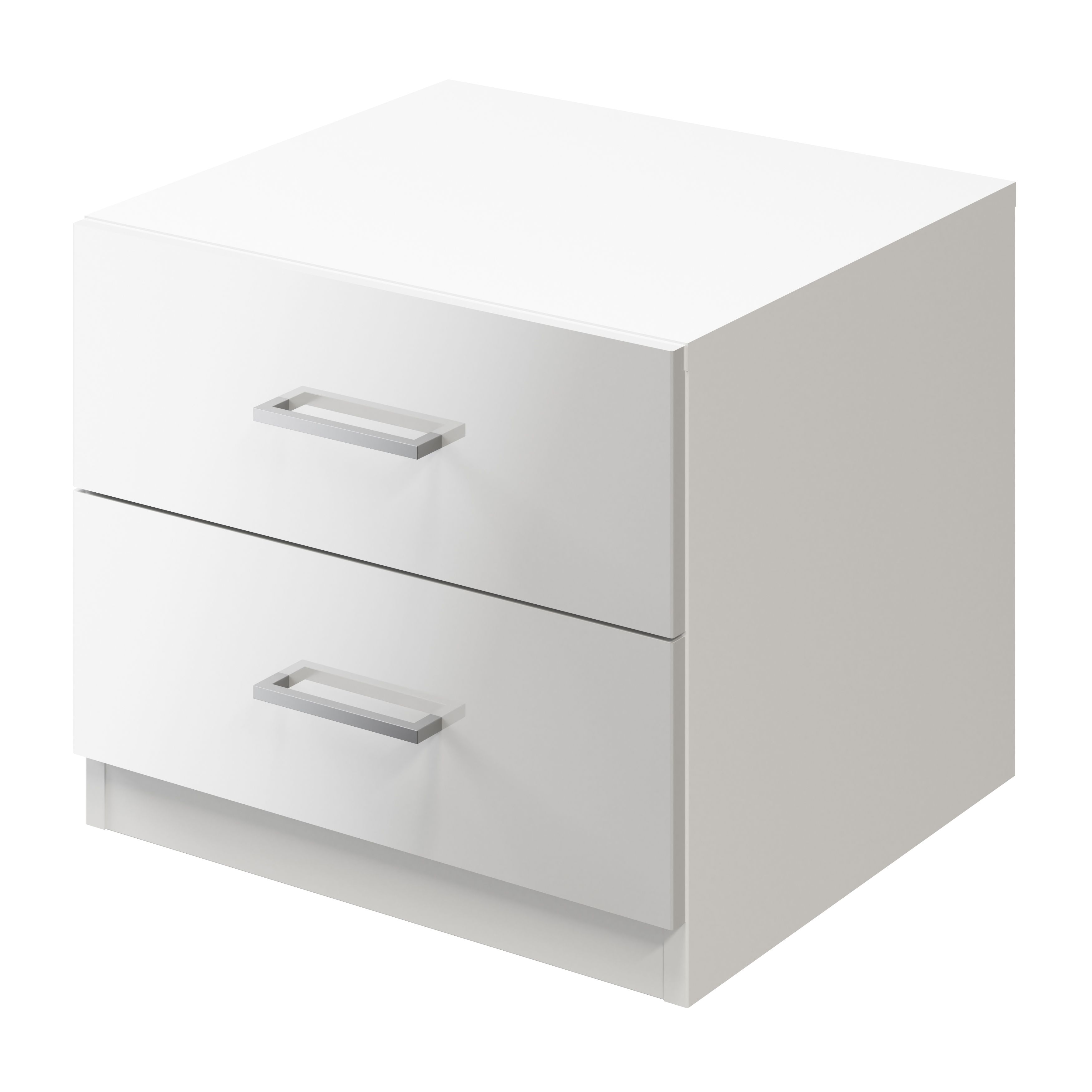 Atomia Freestanding Gloss white 2 Drawer Bedside table H 429mm W 500mm D 466mm