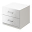 Atomia Freestanding Gloss white 2 Drawer Non extendable Bedside table (H)429mm (W)500mm (D)466mm
