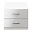 Atomia Freestanding Gloss white 2 Drawer Non extendable Bedside table (H)429mm (W)500mm (D)466mm
