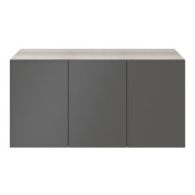 Atomia Freestanding Matt Anthracite Chipboard 3 door 1 drawer Sideboard (H)750mm (W)1500mm (D)450mm