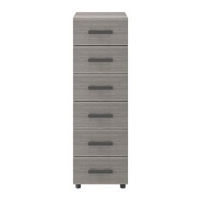 Atomia Freestanding Matt grey oak effect 6 Drawer Chest of drawers (H)1125mm (W)375mm (D)450mm