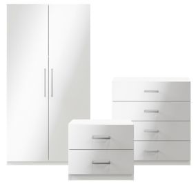Atomia Freestanding Matt & high gloss white 3 piece Bedroom furniture set