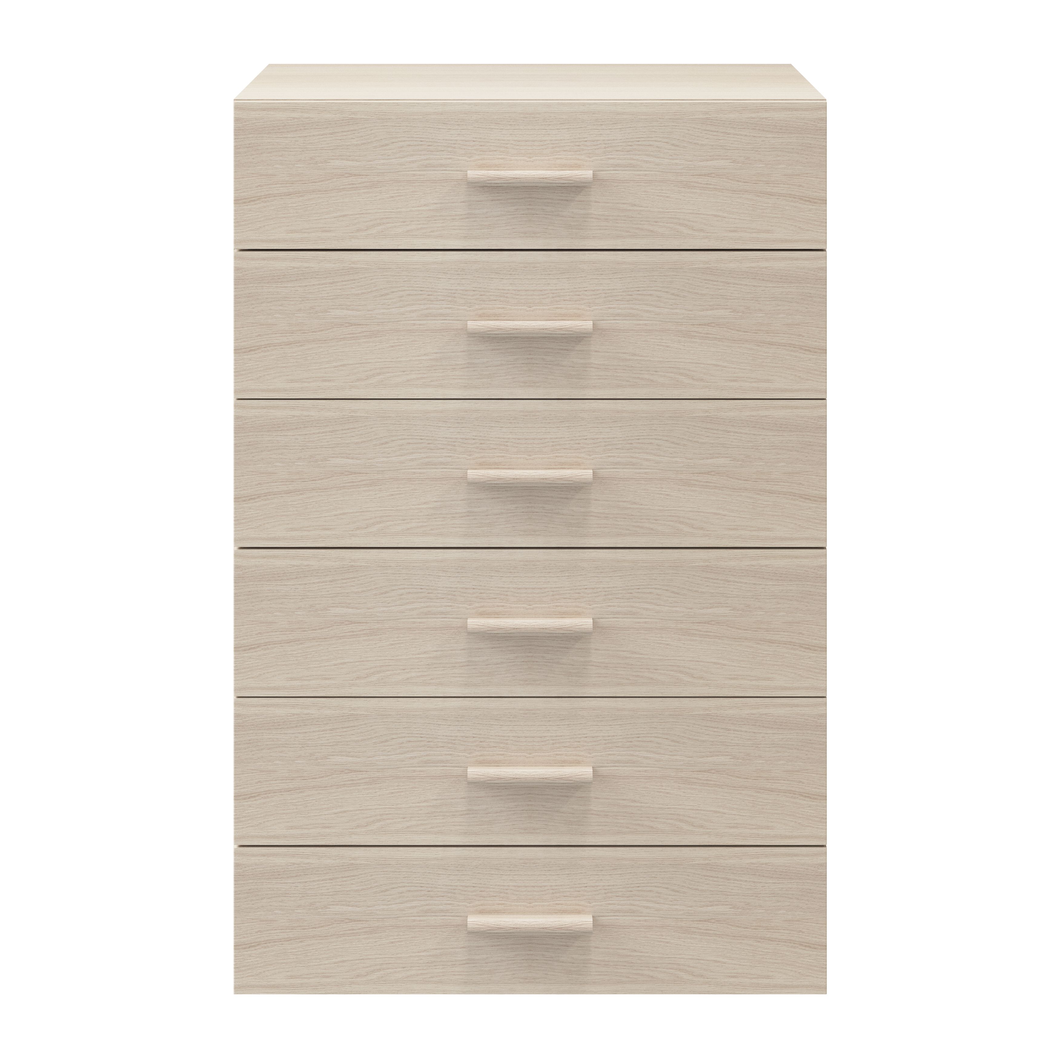 Atomia Freestanding Matt oak effect 6 Drawer Chest of drawers (H)1125mm (W)750mm (D)470mm