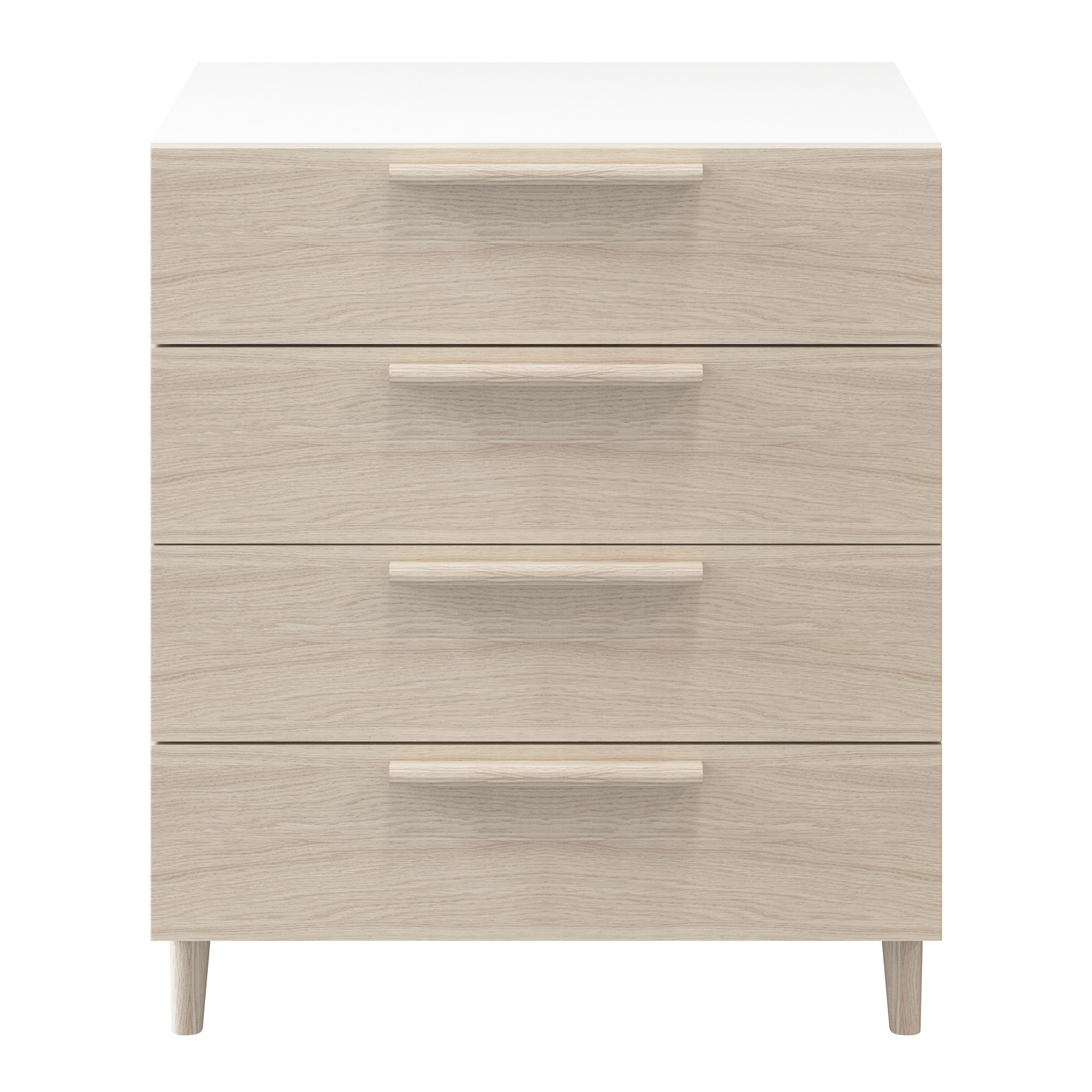Atomia Freestanding Matt white oak effect 4 Drawer Chest of drawers (H